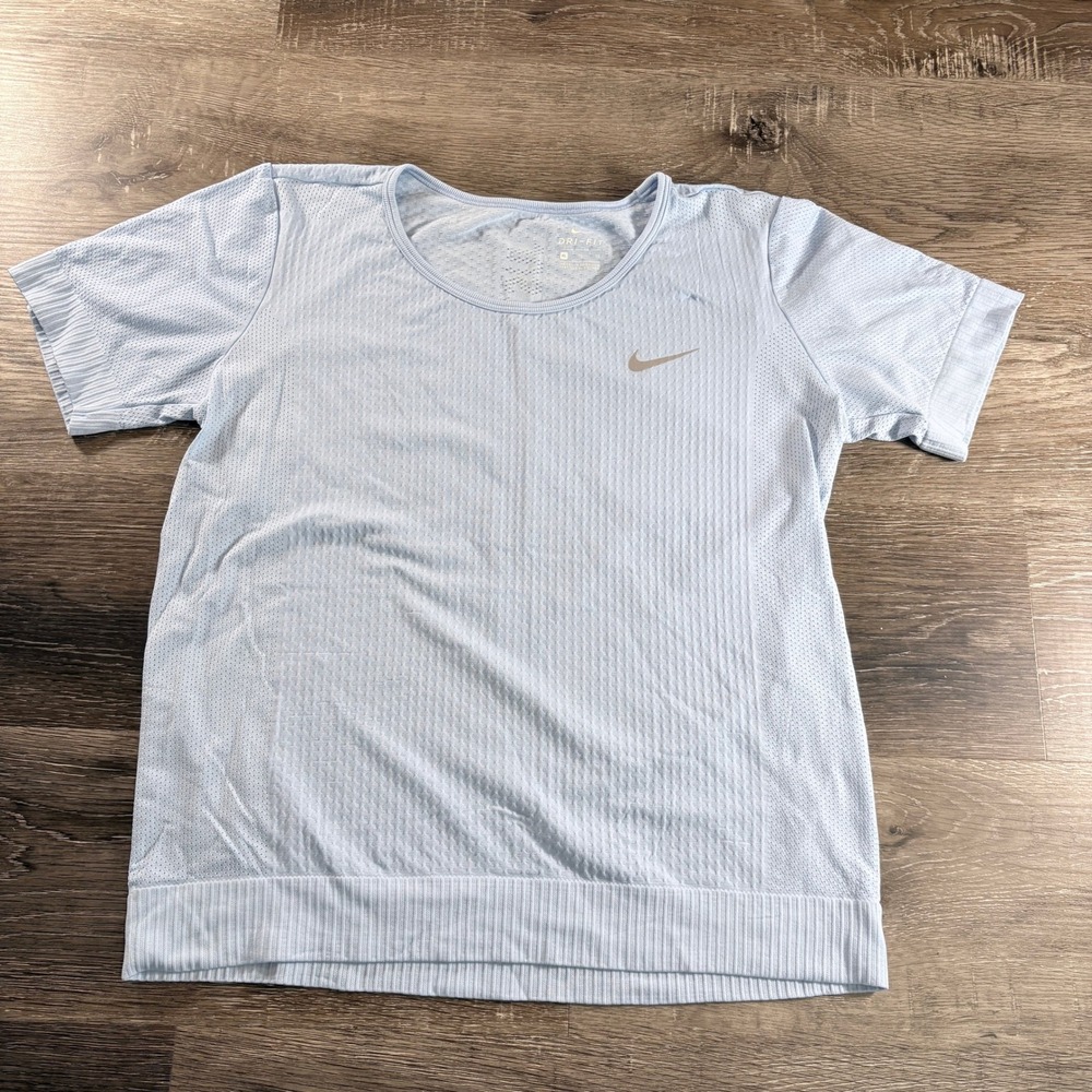 Nike Womens Dri-Fit Ribbed Training Shirt Light Blue XL BV3913-436